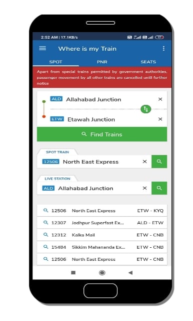 where is my train application top features in Hindi