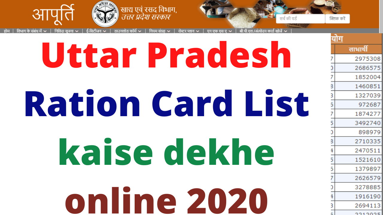 UP Ration Card List kaise dekhe online 2020