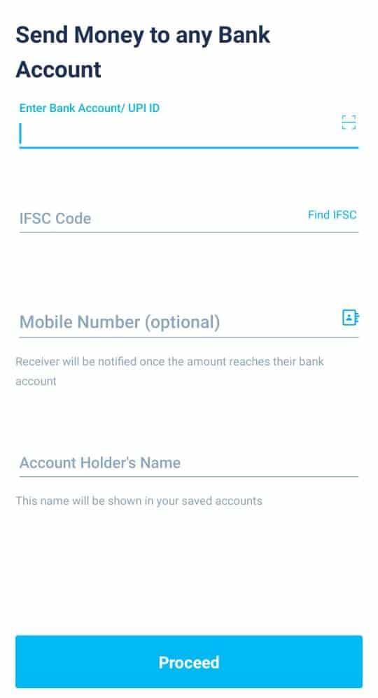How to to transfer money from bank account to PayTM