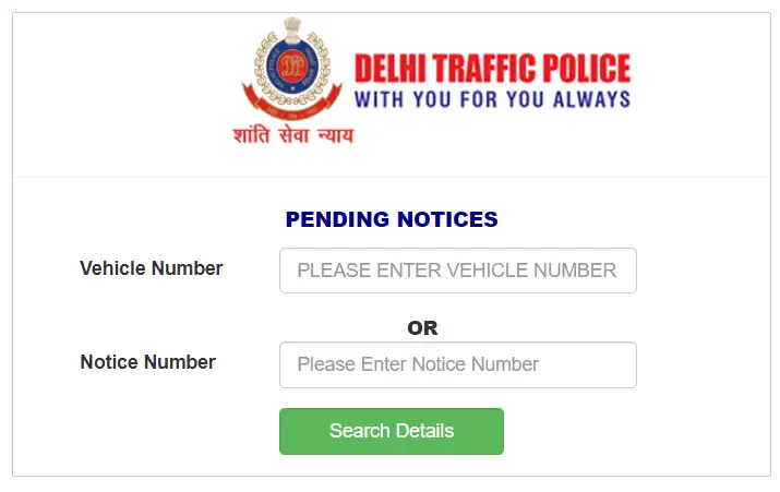 pay Delhi traffic police Challan 