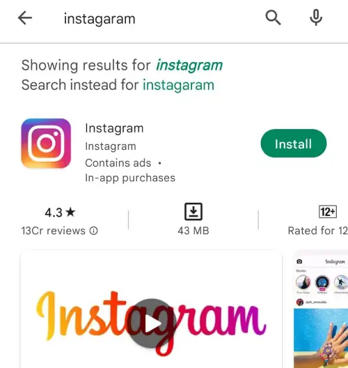 Google Play Store se Instagram install kare